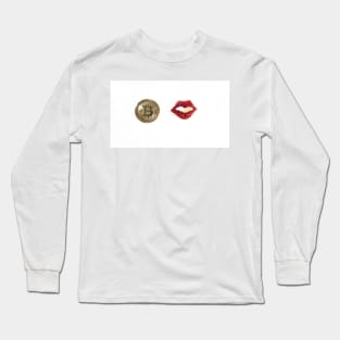 Bitcoin and kiss, love, lips Long Sleeve T-Shirt